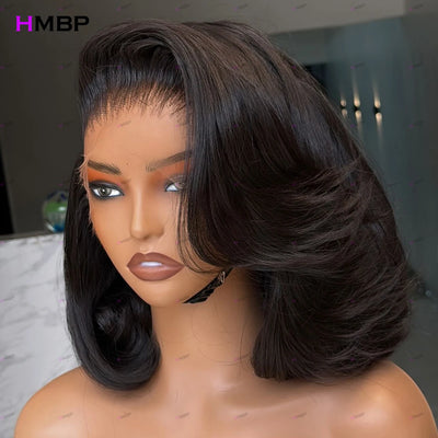 Straight Bob Super Double Drawn Glueless Lace Frontal Wig Human Hair Ready To Go 13×6HD Lace Front Wig Preplucked Hair For Women