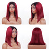 1B/99J Burgundy Short Straight Bob Human Hair Wigs Brazilian Lace Front Human Hair Wigs Pre Plucked T Part Lace Wigs Remy Hair