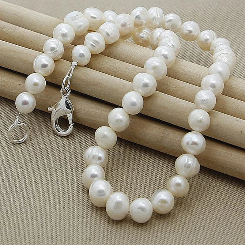High Quality Fashion Long Pearl Necklace Pearl 925 Silver Jewelry For Women Statement Necklace
