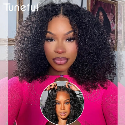 100% Glueless Wigs Human Hair Wigs Ready To Wear Bleached Knots 6x4 Pre Cut HD Transparent Wear And Go Wigs Kinky Curly 210%
