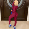 Women's Bodycon One-piece Jumpsuit Long Sleeved Big Zipper Female Casual Sport Workout Skinny Activity Wear Overalls Tops