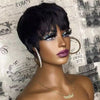 Chocolate Brown Short Pixie Cut Wig Human Hair For Black Women Machine Made Wigs With Bangs Brown Pixi Short Human Hair Wigs