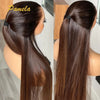 Double Drawn 13x6 HD Lace Frontal Wig Bone Straight Lace Front Wig Ombre Brown Colored Glueless Human Hair Wigs Ready To Go