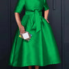 VONDA Elegant Women Satin Short Sleeve Midi Dress 2024 Summer Vestidos Casual Belted Loose Solid Color Long Sundress Oversized