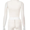 Weird Puss Lines Patchwork 2 Piece Set Women Zipper Cardigan Irregular Crop Top+Skinny Peach Hip Shorts Simple Sporty Streetweas