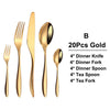6/16/20/24Pcs Gold Tableware Stainless Steel 304 Cutlery Set Western Dinner Set Mirror Knife Fork Spoon Smooth Handle Flatware