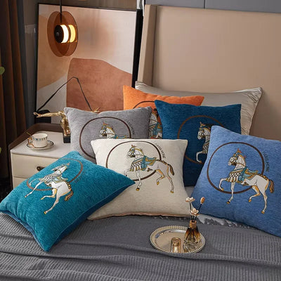 Croker Horse 45cm Throw Pillow Cushion Covers Pack Of 1 Pcs Luxury Horse Embroidery Modern Style Couch Sofa Pillow Covers