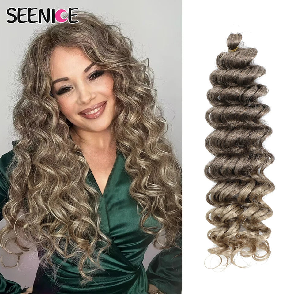 Deep Wavy Twist Synthetic Crochet Hair Afro Curly Hair African Crochet Braids Ombre Blonde Braiding Hair Extensions For Women