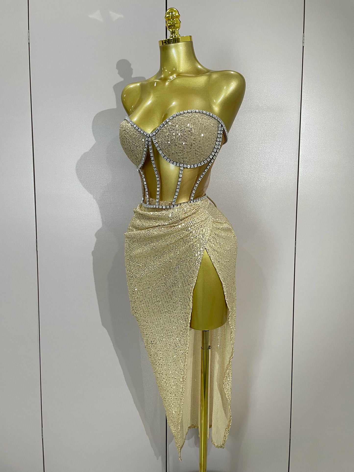 Sparkly Sequins Diamond Birthday Party Two Piece Set Evening Dress 2025 Women Sexy Singer Dancer NightClub Bar Performan Costume