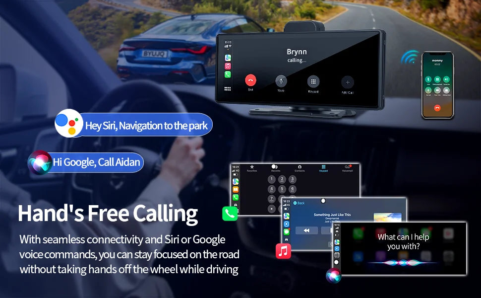 Imagebon 10.26" 4K ADAS Wireless CarPlay & Android Auto Dash Cam Night Vision 24h Park Monitoring Loop Recording GPS FM Car DVR