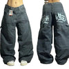 2024 New American Trend Retro Hip-hop Embroidery Pattern Baggy Jeans For Men And Women Y2K Harajuku Gothic Wide Pants Streetwear