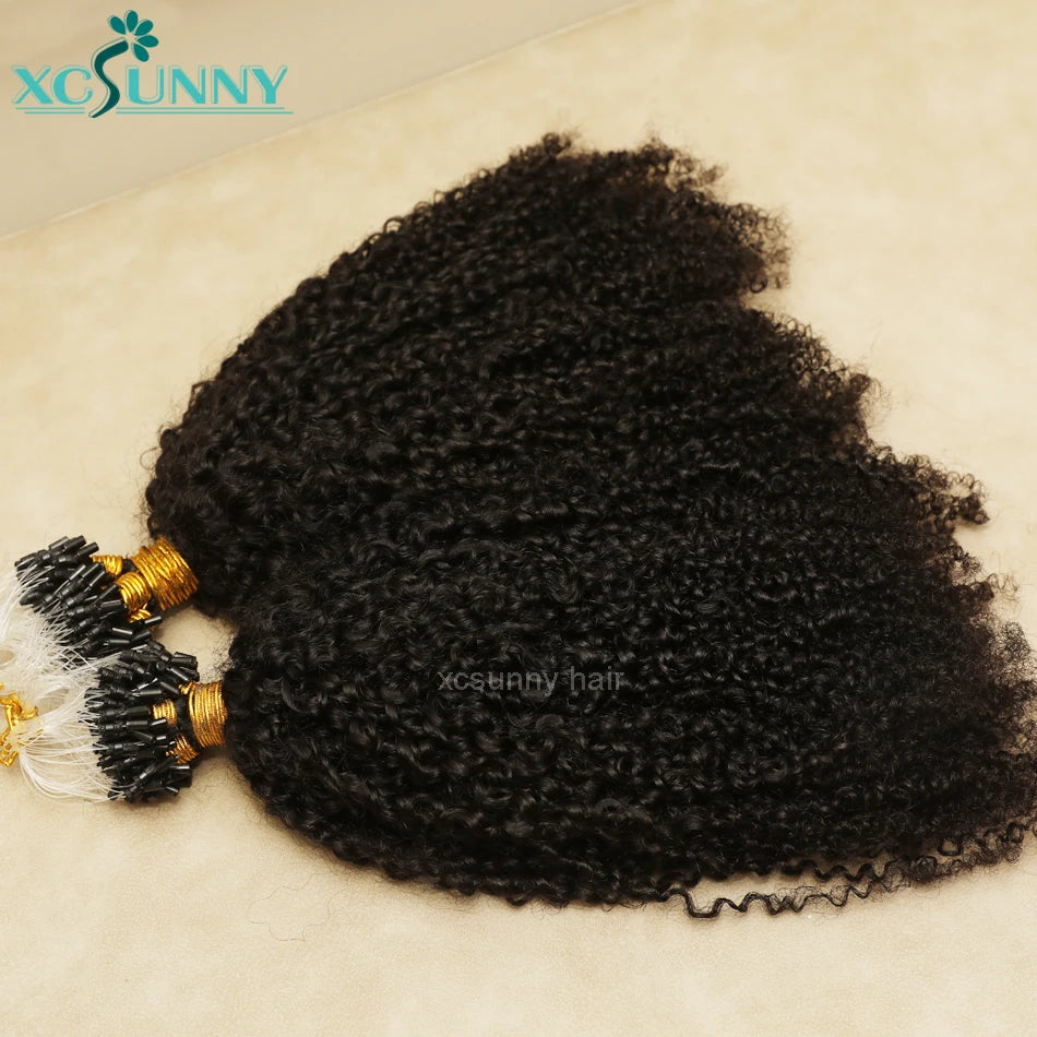 Microlink Hair Extensions Kinky Curly 12"-26" Micro Loop Human Hair Extensions Burmese Micro Ring Hair Extensions Human Hair