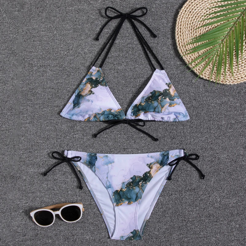 Bikini Women Swimsuit 2025 New Swimwear Sexy Lace Up Bikinis Set Backless Bathing Suit For Female Biquini Summer Two Piece Suits