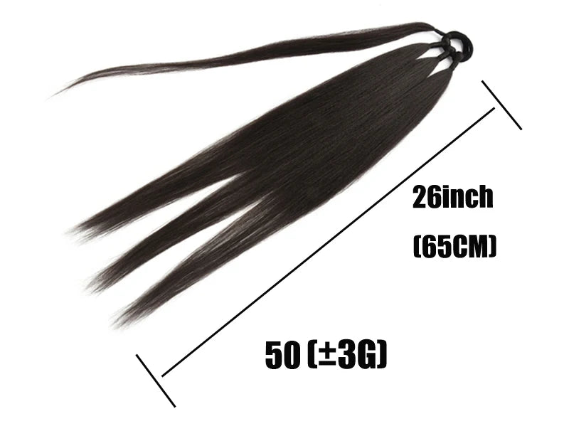 Ponytail Extensions Synthetic Boxing Braids Wrap Around Chignon Tail With Rubber Band Hair Ring 26 Inch Brown Ombre Braid DIY