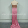 2025 Women Strapless Sleeveless Evening Dress Sequined Side Split Long Dresses Elegant New Sexy Bling Party Prom Vestidos Ladies