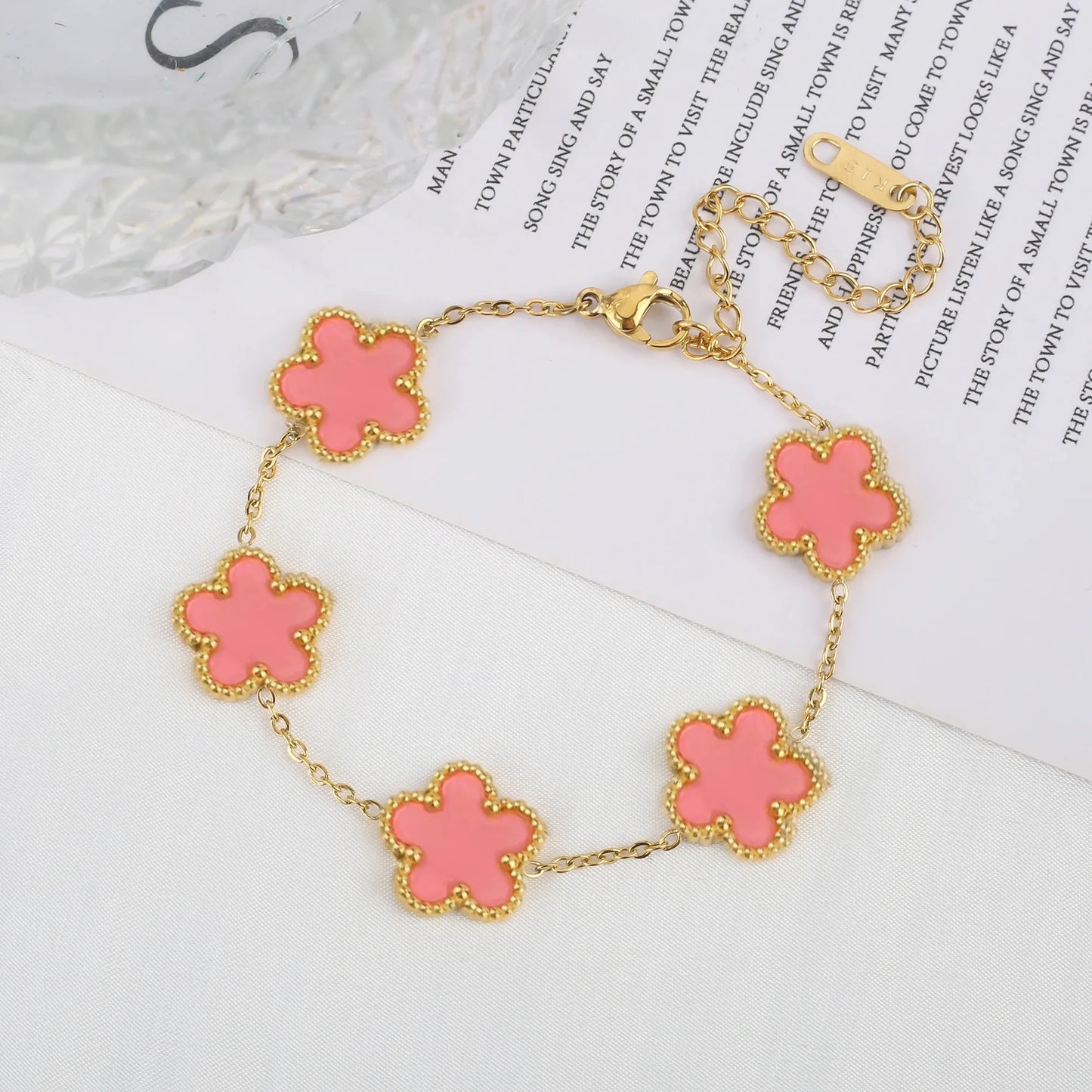 Color jewelry clover stainless steel new plant five-leaf flower bracelet hot jewelry jewelry gifts for women