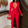 New Full Sleeve V-neck Skinny Pencil Pants Women Jumpsuits Rhinestone Birthday Rompers One Piece Night Club Evening Outfits 2025
