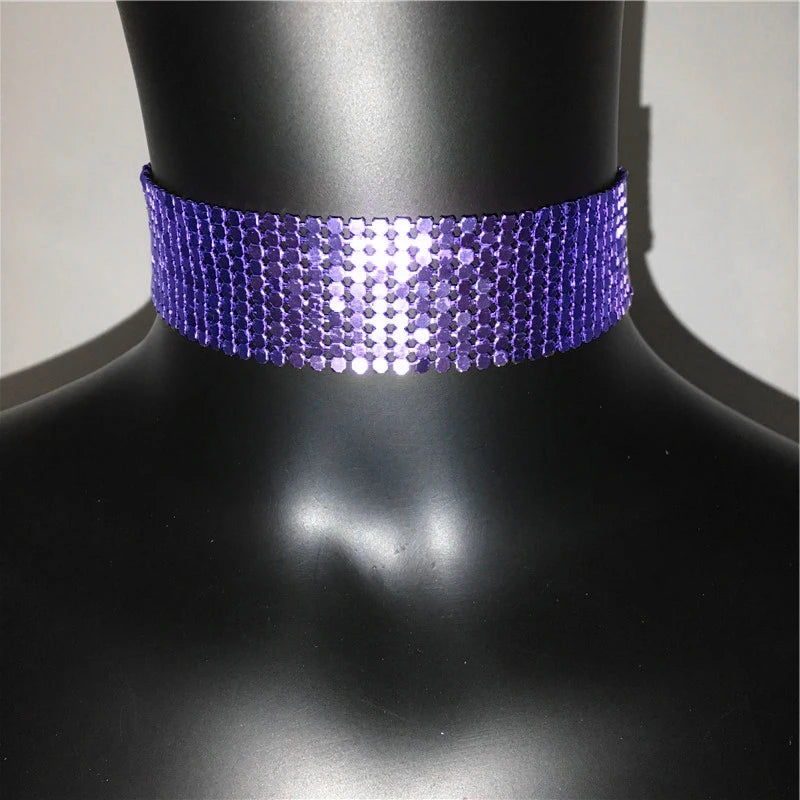 Fashion Metal Sequins Chokers Necklace Jewelry Women Statement Choker Wedding Necklace Jewelry Accessories For A Gift