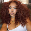 Brown Curly Lace Front Human Hair Wigs 200 Density 13x4 Full Frontal Brown Colored Deep Water Wave Wigs HD Lace Wigs