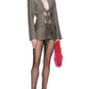 TWOTWINSTYLE Patchwork Lace Up Hollow Out Blazer For Women Notched Collar Long Sleeve Tunic Designer Blazers Female Fashion New