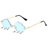 Fashion Rimless Cloud Shaped Sunglasses with Lightning Pendant Y2K Women's Luxury Sun Glasses Shades UV400 Brand Designer SG28