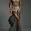 Mozision Leopard Print Lace Split Sexy Maxi Dress Women Gown Elegant Patchwork Chiffon Sleeveless Backless Beach Evening Dress