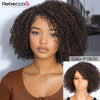 Ombre Brown Short Afro Kinky Curly Bob Wigs For Women Brazilian Human Hair Wigs Highlight Human Hair Wig With Bangs 180% Density