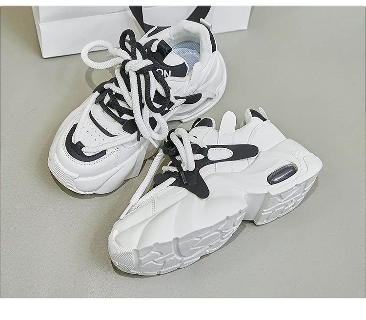 2024 Spring Autumn Women's Chunky Sneakers Breathable Platform Sports Shoes for Women Fashion Thick Sole Vulcanized Shoes