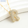 SUNSLL Cubic Zircon A-Z 26 Bubble Letter Necklace 2 Sizes Gold Plated M Chunky Balloon Initials Pendant Women Chain Jewelry 2024