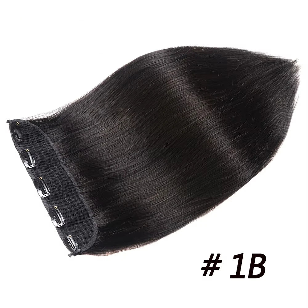 #6 Light Brown Bone Straight Clip In Hair Extensions 1 Piece 5 Clips Full Head One-Piece Clip In Human Hair Extensions 100G/Set