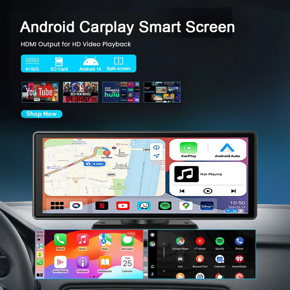 CAIXI 10.26" 4/8 Core Android 14 Wireless Carplay & Android Auto Car Radio   Multimedia Player Autoraido GPS Navigation Rearview