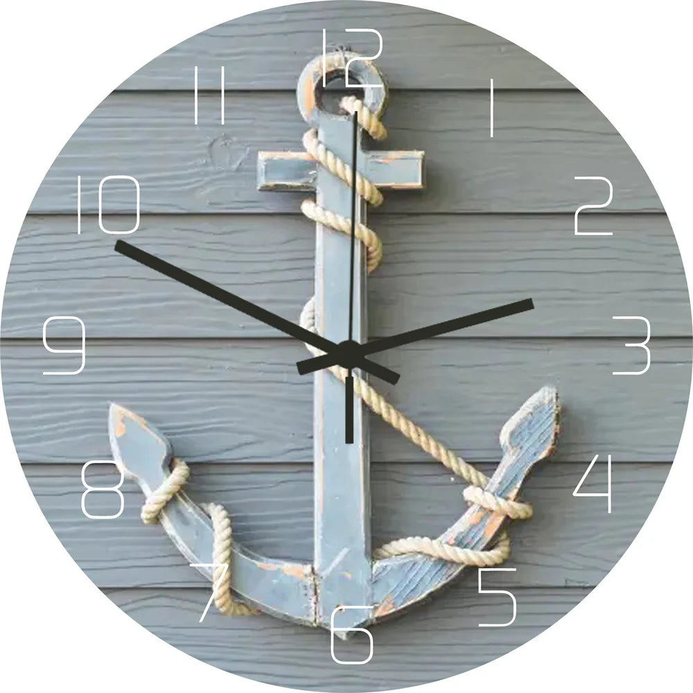 Funny Frog Acrylic Wall Clock Beach Starfish Record Marble Cat Retro Wall Decoration Clocks for Living Room Bedroom Office Home