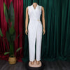 Elegant Jumpsuits & Rompers for Woman 2024 New Turn Down Collar Sleeveless High Waisted V Neck Straight Female Birthday Overalls