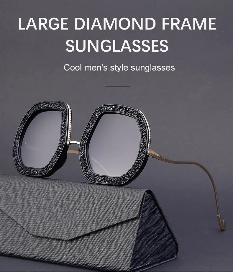 Oversized Luxury Diamond Shiny Sunglasses Women Irregular Round Crystal Sun Glasses Men UV400 Shades Eyewear Polygonal Sunglass