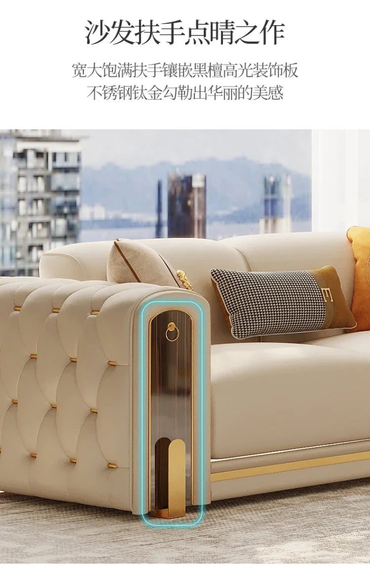 Elegant Luxury Modern Sofa Designs Royal Set Designer Leather Sofa Lounge Loveseat Divano Soggiorno Living Room Furniture