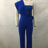 Fashion Sequins Decoration One Shoulder Backless Jumpsuit Women Female Slim Fit Stretch Lace-up High Waist  Back Zipper Rompers