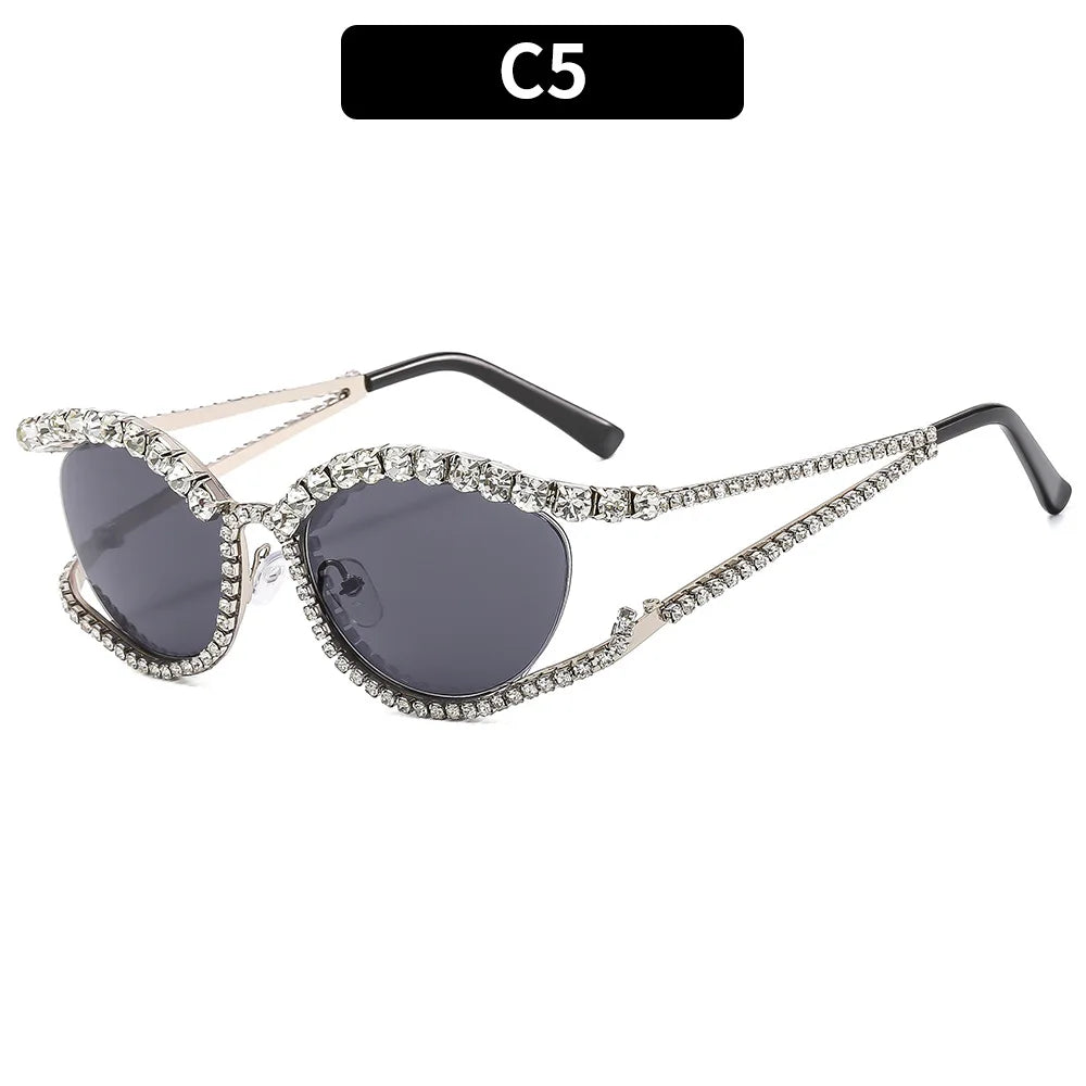 XJiea 2024 Designer Rhinestone Sunglasses For Women Luxury Brand Fashion Steampunk Men Eyeglasses Party Beach Shades Accessory