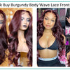13X4 Hd Transparent Lace Front Wigs Burgundy Red Human Hair Wigs Pre Plucked 30 Inches Body Wave Lace Front Wigs For Women Curly