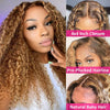Highlight Honey Brown 13x4 Curly Lace Front Wig Glueless Human Hair Wigs Ombre 13x6 HD Deep Wave Lace Frontal Wig For Women Sale