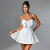 Sexy Strapless Bow Short White Dress Womens Off Shoulder A-line Luxury Black Mini Dresses Elegant Backless Gowns Birthday 2025