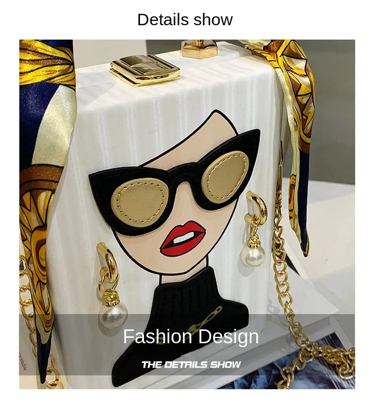 Evening Bags for Women 2024 New Fashionable Leather Shoulder Bag Woman Hard High Quality Hip Hop Party Luxury Designer Handbag