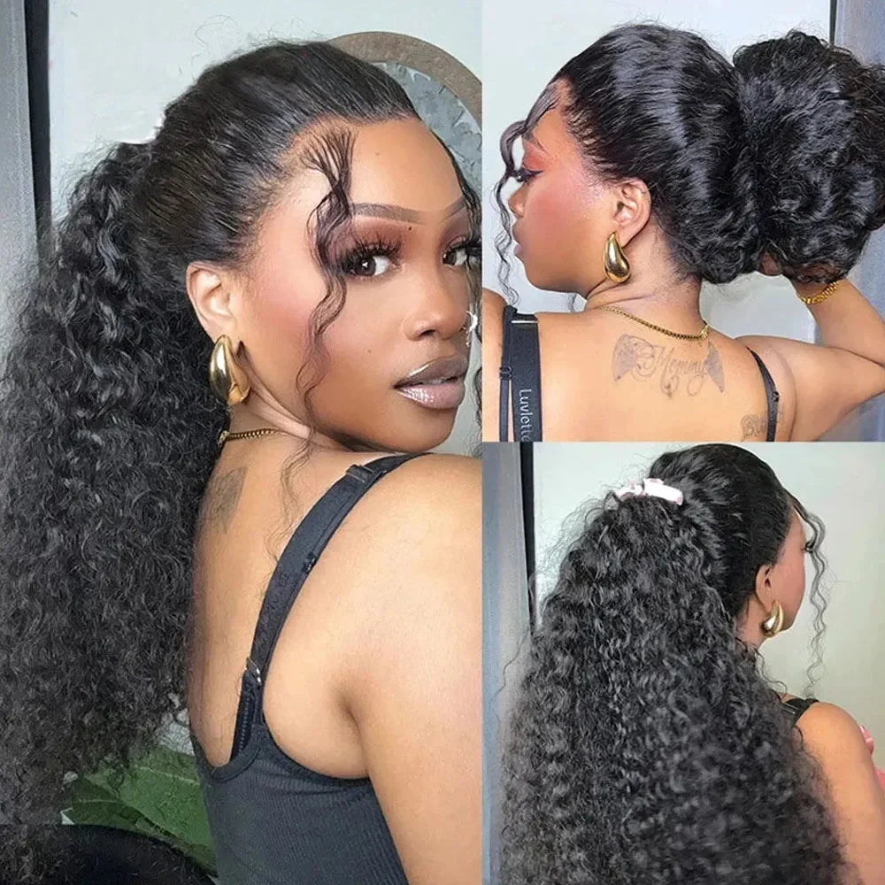250 Density 360 Full Lace Wig Human Hair Pre Plucked Deep Curly Lace Front Human Hair Wig Curly HD Transparent Lace frontal Wig