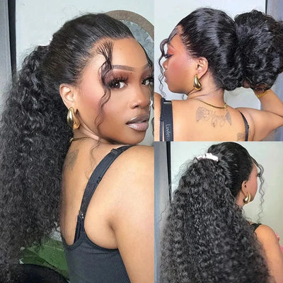 250 Density 360 Full Lace Wig Human Hair Pre Plucked Deep Curly Lace Front Human Hair Wig Curly HD Transparent Lace frontal Wig