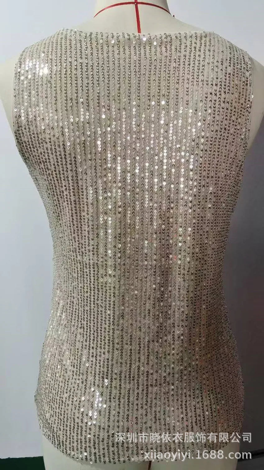 Women's Summer New Item Solid Color Fashion Sequin Light Mature Sexy V-neck Sleeveless Camisole Vest Pullover Top