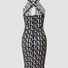 Women Party Dress Geometric Print Sleeveless 2024 Y2k High Waist Dress Summer Vestidos Bandage Party Bodycon Dresses Sexy