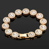 Iced Out Pink Cuban Bracelet for Women Hip Hop Gold Silver Color Crystal Heart Circle Square Bracelet 4Pcs Set Jewelry Gift