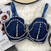 Streetwear Diamonds Denim Vest Female Bra Sleeveless Backless Sexy Summer Tank Tops For Women Camisole y2k Crop Top 2025