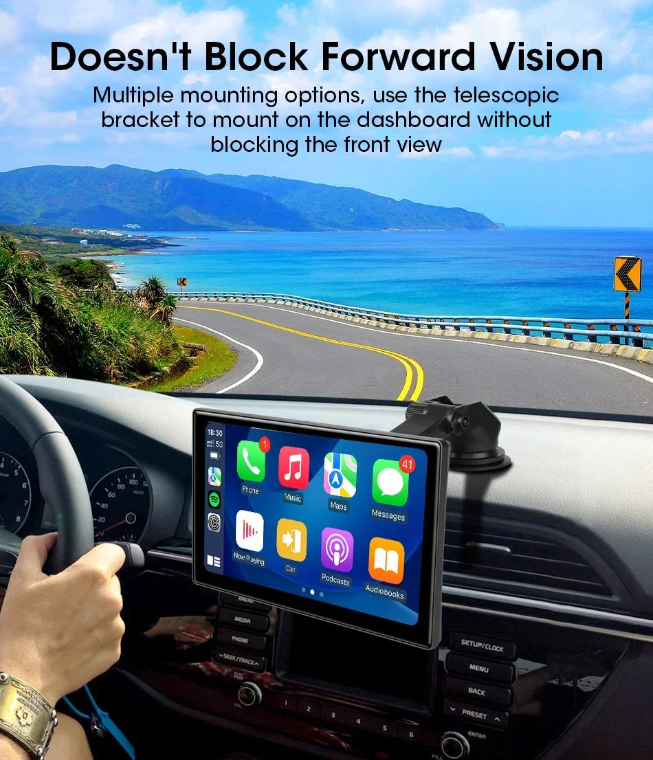 Srunbi 9 Inch Carplay MP5 Portable Smart Player Monitor Wireless Android Auto&Carplay Dual Bluetooth Music AUX USB BT 5.0 IPS