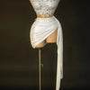 Gold Color Women Sexy 2 Pieces Strapless Bodycon Mini Dress Bar Singer Nightclub Party Celebrate Birthday Dress Wholesale