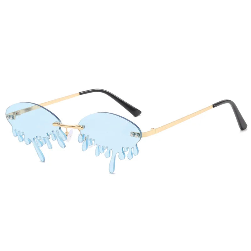 New personalised rimless sunglasses male Europe and the United States prom weird trend of irregular tears sunglasses female
